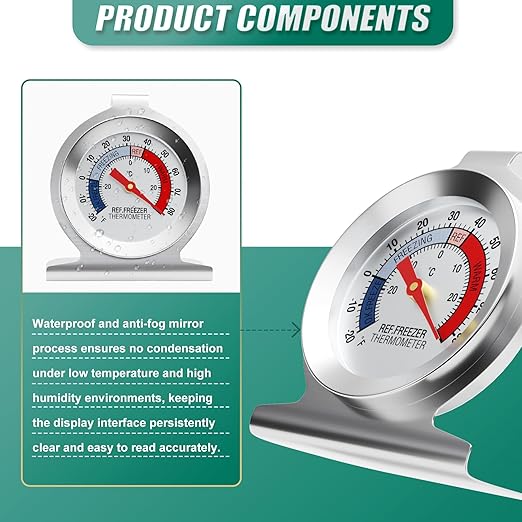 5PCS Refrigerator Thermometer, 2" Large Dial, -20~80°F/-30~30°C, with Red IndicatorAnalog Thermometer, for Refrigerators, Freezers, and Other Cold Storage Equipment