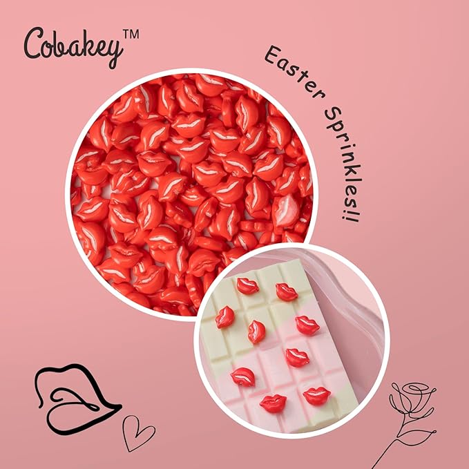 Cobakey Red Sprinkles for Cake Decorations 3.52 ounce Hot Kiss Sugar Sprinkles for Cupcake Toppers Wedding Party Valentines Halloween Christmas Supplies