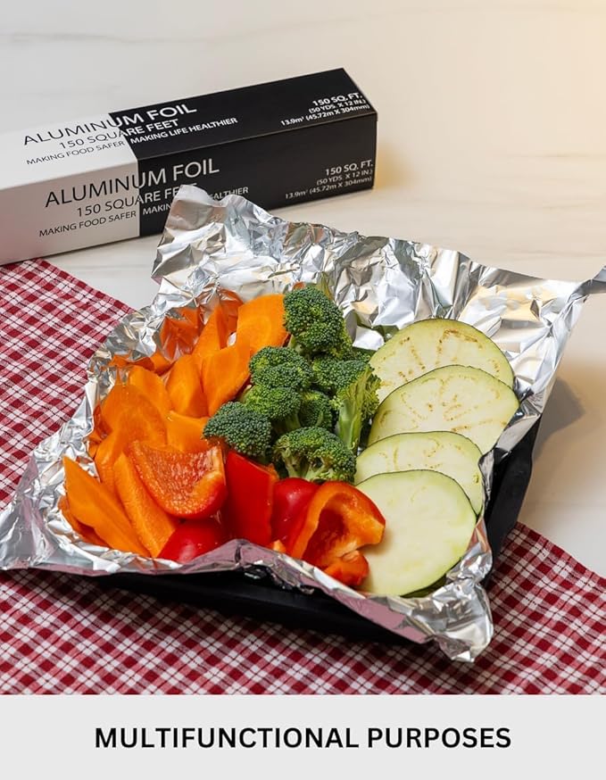 300 Sq Feet, Standard Aluminum Foil, High Heat Resistance, Home & Commercial Use / 12" x 150' (2 Pack)