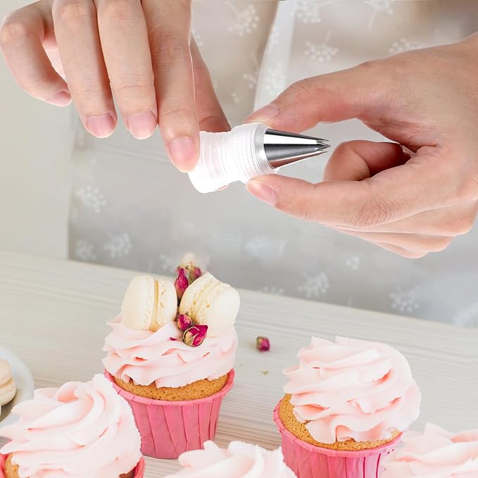 50Pcs Cake Tips for Decorating, 48 Different Patterns Stainless Steel Cake Decorating Tips and 2 Reusable Plastic Coupler for Cake & Cupcake Cookies Decorating, Cake Piping Tips Set