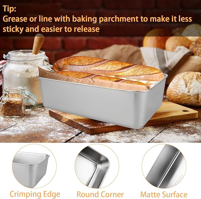 8 Pack Stainless Steel Loaf Pan 8.5 x 5.5 Inch Banana Bread Pan for Homemade Bread Loaf Pans for Baking Bread Tin Sourdough Bread Baking Pan Metal Sandwich Loaf Bread Pans for Meatloaf, Cake
