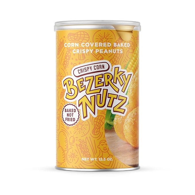 Bezerky Corn Coated Peanuts | Baked Crispy Nuts | Crunchy Corn Snack | Flavorful Lebanese Kri Kri Nuts | Ready to Eat Savory Snack | 12.5oz (Pack of 1)
