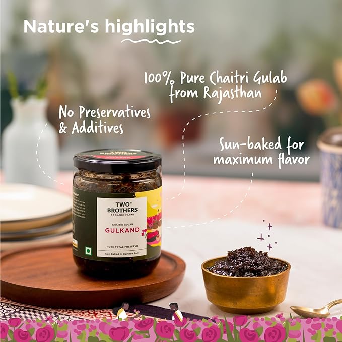 Two Brothers Organic Farms | Natural Gulkand | A Rose Petal Preserve | Sweetened Using Raw Honey | 300gm