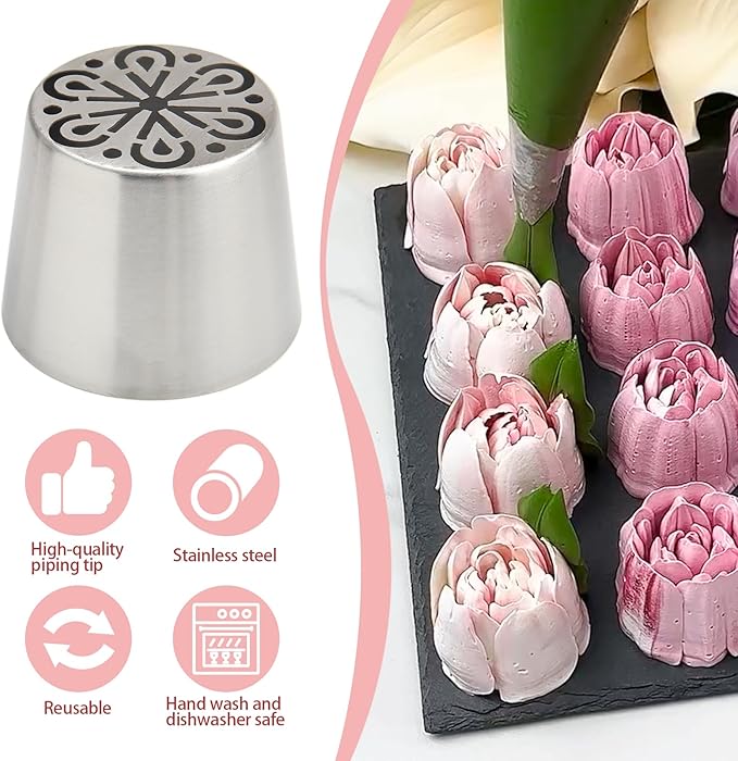 Extra Large Russian Piping Tips for Marshmallows Stainless Steel Flower Frosting Nozzles many styles Cake Decorating Baking tool for Buttercream, Cupcakes Cookies(SL61)