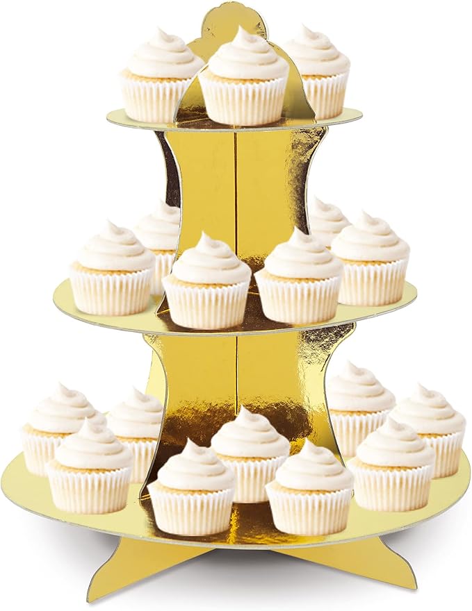 Beistle Metallic Cupcake Stands, 13.5", Gold, 2 Piece Pack