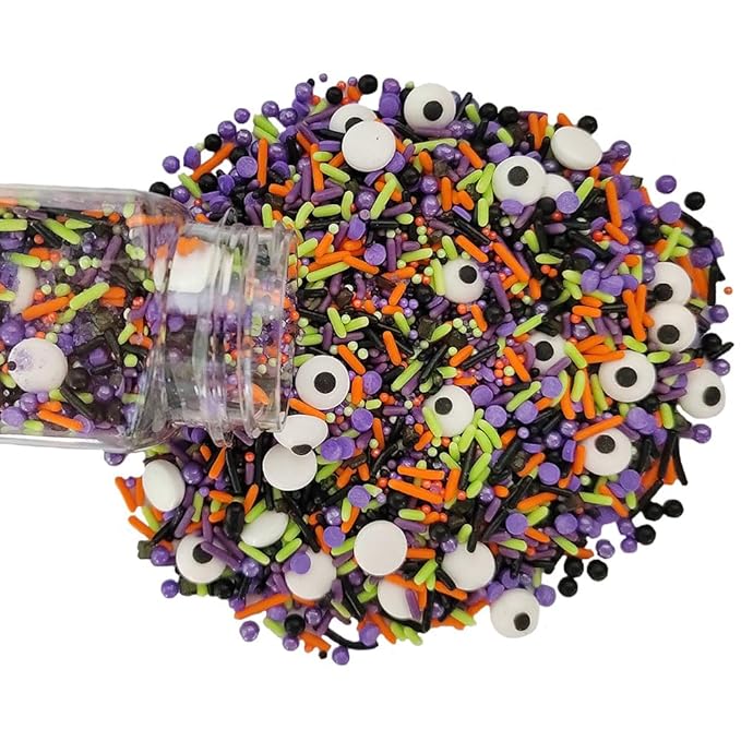 1 Bottle Candy Eyeballs Eyes Soft Jimmies Cake Cupcake Toppers Cookie Decorations Edible Holiday Sprinkles Mix for Halloween Cake Cupcakes Decoration