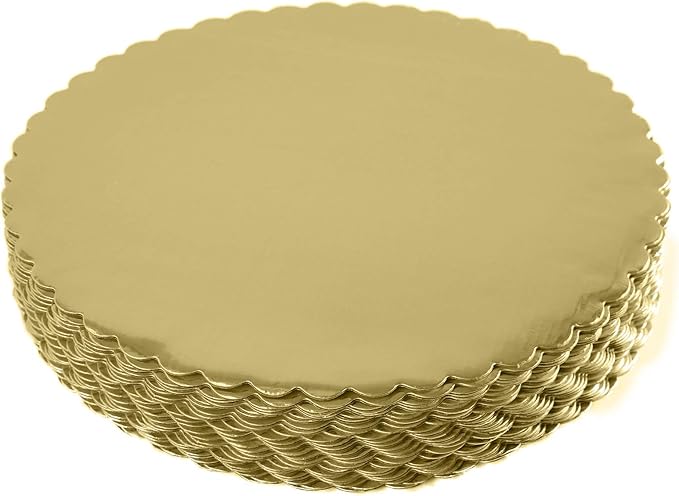 18-Pack Cake Board Rounds, Circle Cardboard Base Boards, 8, 10 and 12-Inch. Perfect for Cake Decorating, 6 of Each Size (Gold, 18)