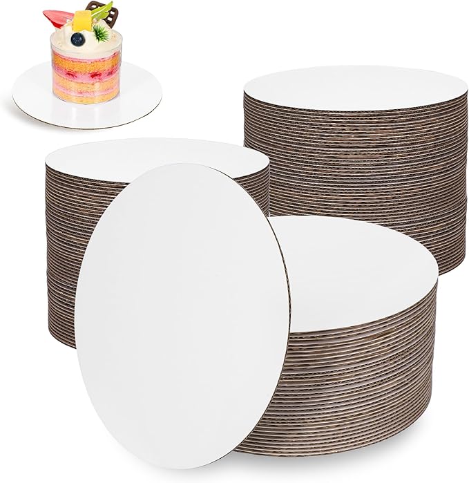 100 Pack Round Cake Boards Bulk-6 Inch Circle Cardboard Base Boards Grease Proof Cardboard Disposable for Food Decorating Baking Party Supplies (White)