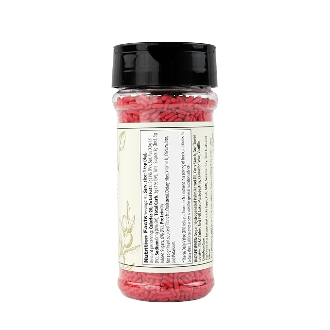 Olive & Vine Red Sprinkles, Sweet & Festive, For Baking & Decorating, Rich Tradition, Authentic Taste, For Global Recipes (5.92 Ounce)