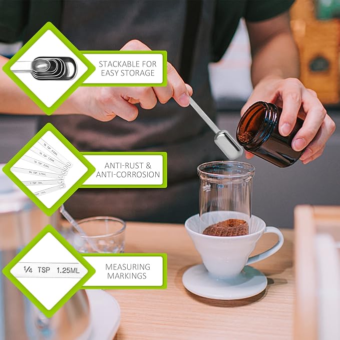 3PCS 1/4tsp (1.25ml) Single Measuring Spoon, Stainless Steel Long Handle Individual Teaspoons Only