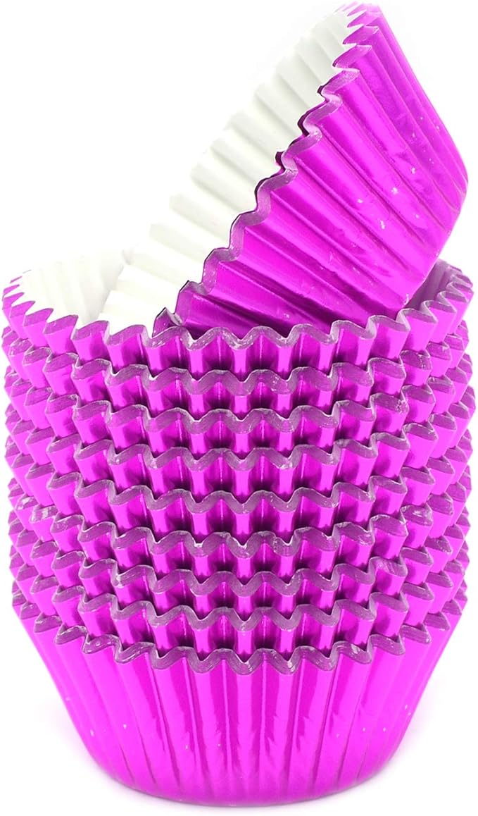 Standard Hot Pink Foil Cupcake Liners Muffin Baking Cups for Party and More, 200-Count