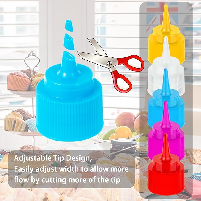 10pcs Squeeze Writer Bottles 30ml/60ml Plastic Icing Bottles Small Easy Squeeze Bottle 1 And 2 Ounce For Cakes Cookie Decorating, Food Coloring, Food DIY & Ice Cream Decoration