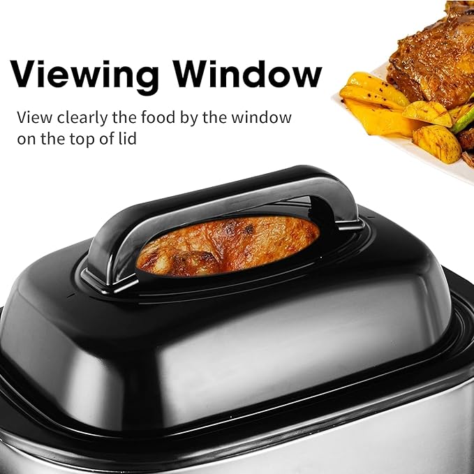 Sunvivi 22 quart Electric Roaster with Removable Pan, 26 lb Electric Turkey Roaster Oven with Visible & Self-Basting Lid,Large Roaster with Removable Pot and Cool-Touch Handles