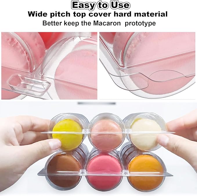 30PCS Macaron Boxes 16 Count Clear Macaron Box Plastic Macaron Container for Macaron Packaging, Cookie, Bakery, Wedding, Party