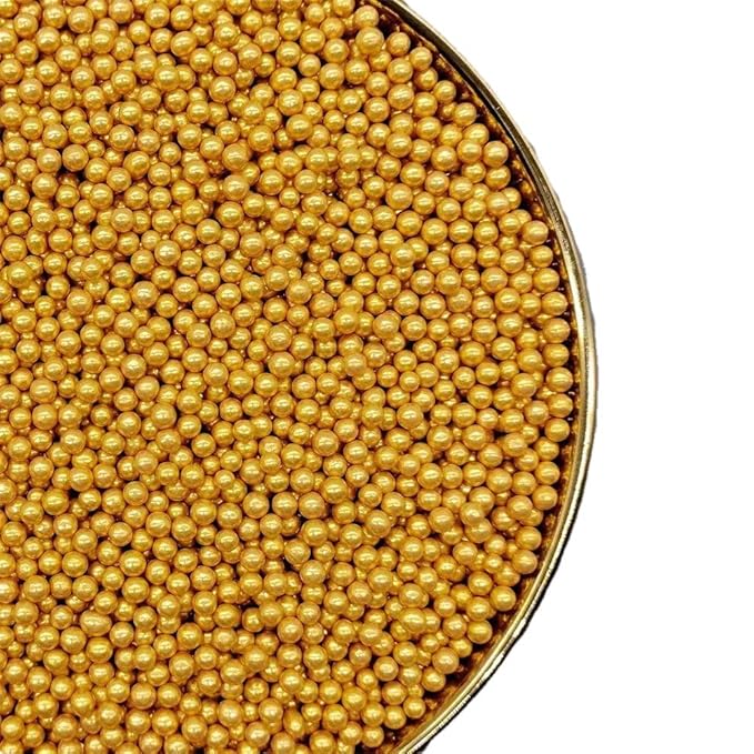 Gold Sprinkles,4mm Cake pearl Sprinkles,Cookie Sprinkles,Sugar Pearl, Edible Candy Pearls 7mm 130g 4.6OZ for Cake Cupcake Decorationg (Gold4mm)