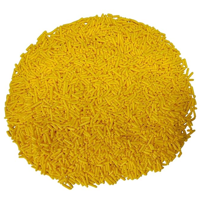 Homankit Yellow Jimmies Sprinkles Edible Sprinkle Candy Soft Jimmies Toppings for Ice Cream, Cupcake, Cake, Cookie, Dessert Decorating 2.75 Ounces