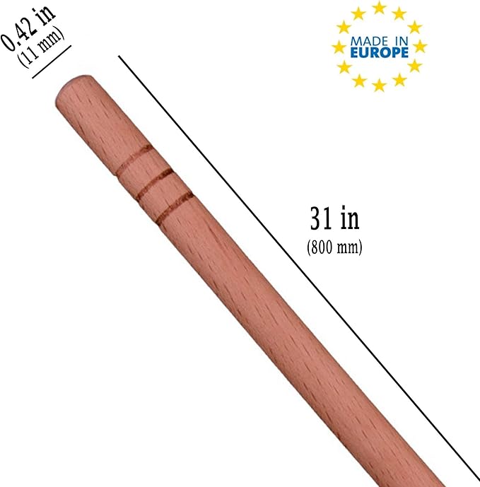 Hardwood Rolling Pins for Baking Pizza, Sturdy Handle Pasta and Dough Roller, Pizza Rolls Dough Roller, Kitchen Utensil Tools (31 in x 0.42 in)
