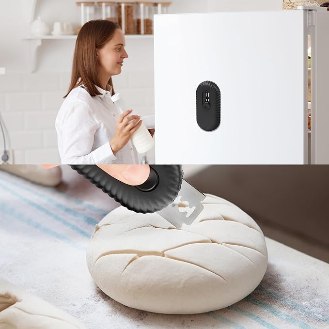 UFO Bread Lame Cutter for Homemade Sourdough - Professional Dough Scoring Tool with 5 Razor Blades, Sourdough Scorer Kit for Artisan Bread Baking,Including User Manual (Ripple Black)