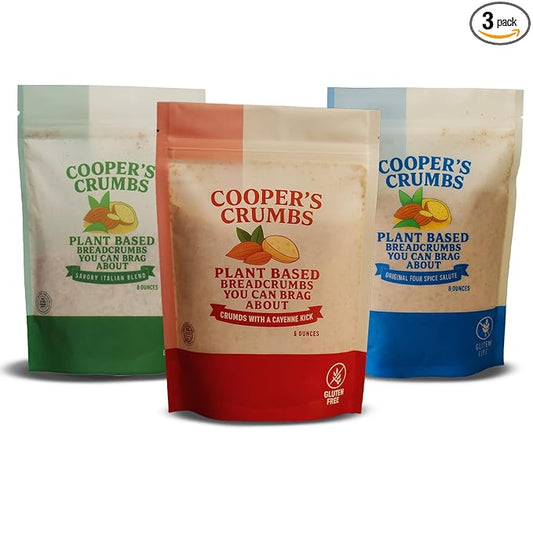 Cooper's Crumbs All Natural Gluten Free Low Carb Bread Crumb Alternative, High Protein, Vegan, Certified Kosher, Paleo, Keto, 3 Pack