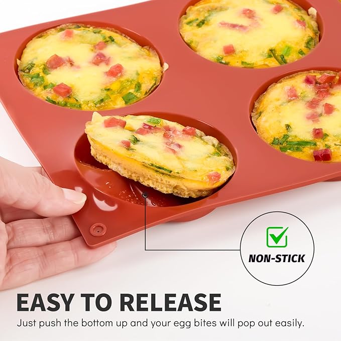 3 Pack Silicone Egg Molds for Breakfast Sandwiches, 3 Inch Non-Stick Round Muffin Top Pans for Baking Egg Bites, Whoopie Pies, Corn Bread, Tarts