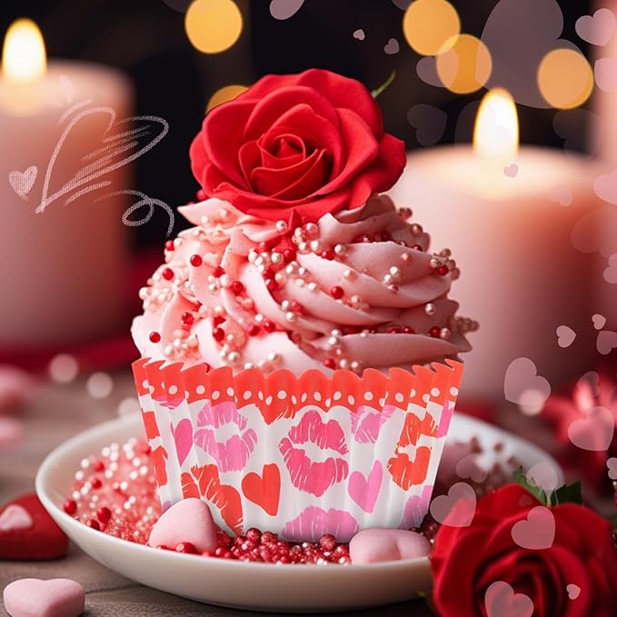 600 Pack Valentines Cupcake Liners Standard Muffin Cupcake Cups Cupcake Wrappers Paper for Wedding Party Decorations Supplies (12 Styles)