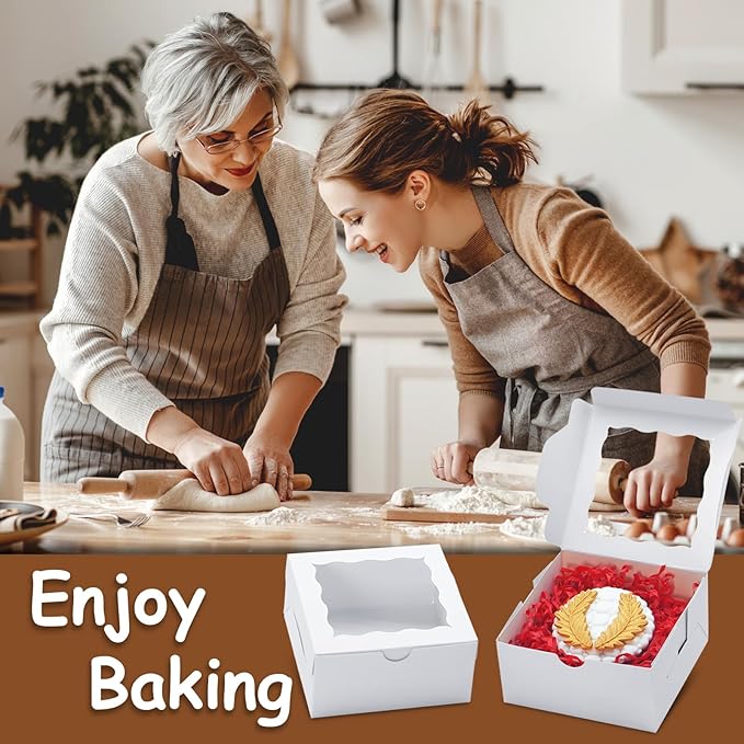 40pcs Cookie Boxes 4x4x2 Inch Bakery Boxes with Window Dessert Treat Box Chocolate Covered Strawberries Box for Wedding Party Birthday