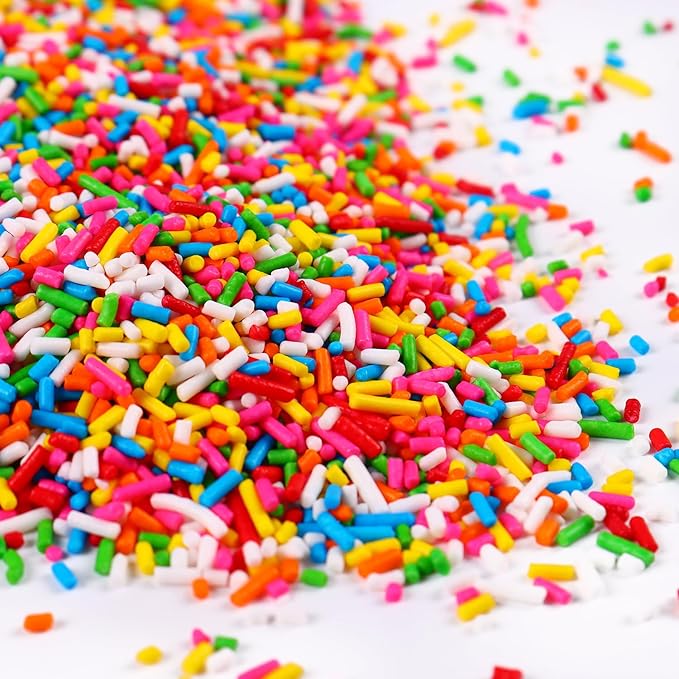 Rainbow Sprinkles for Cake Decorating, Edible Jimmy Bulk, Sprinkles Candy for Cake, Cupcake, Cookies, Macaron, and Ice Cream Topping(120g/4.23oz)