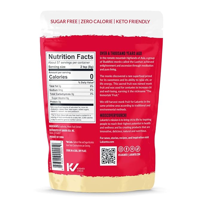 Lakanto Golden Monk Fruit Sweetener With Erythritol, Raw Cane Sugar Substitute From Monk Fruit Extract, Raw Sugar Replacement for Baking, Coffee & Tea, Gluten Free, Low Carb, Non GMO, Keto, 1 LB Bag