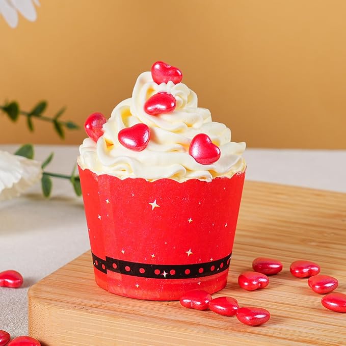 Red Heart Sprinkles for Cake Decorating 4.23 oz Edible Red Hearts Sugar Candy Sprinkles for Cookies Chocolate Ice Cream Cupcake Topper Perfect for Wedding Valentine’s Day, Wedding, Christmas & Holiday