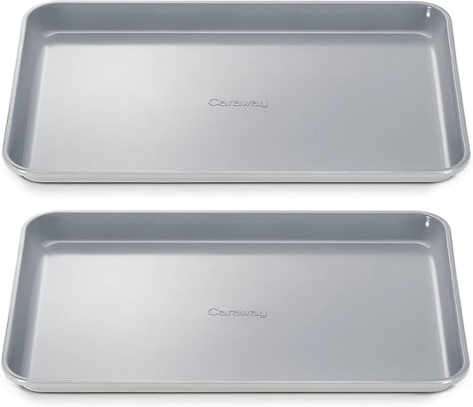 Caraway Non-Stick Ceramic Medium Baking Sheet - Naturally Slick Ceramic Coating - Non-Toxic, PTFE & PFOA Free - Perfect for Baking, Roasting, and More - Medium (15" x 10") - Gray