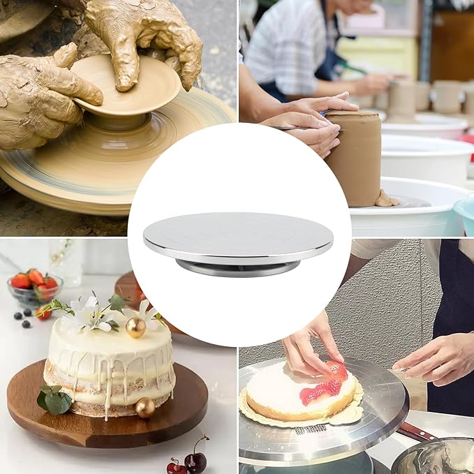 Pottery Turntable Sculpting Wheel, 11.8 Inch Ceramic Clay Rotation Turn Table Double Sided Rotating Tools for Cake Decorating Paint Spraying Painting Crafting Projects
