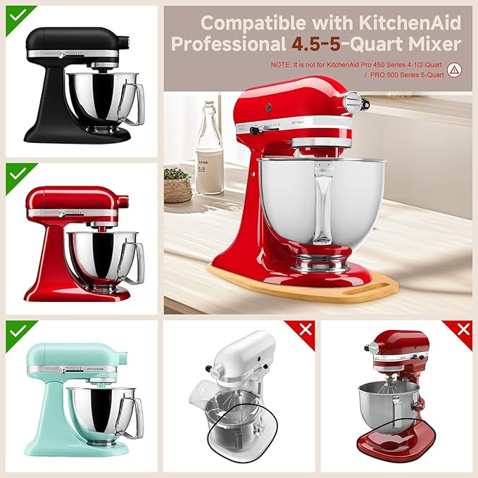 Mixer Slider Compatible with 4.5-5 QT Kitchen Aid Stand Mixers, Kitchen Countertop Storage Mover Sliding Caddy Mixer Slider Mat for Kitchen Aid Stand Mixer Accessories Attachment with Handle
