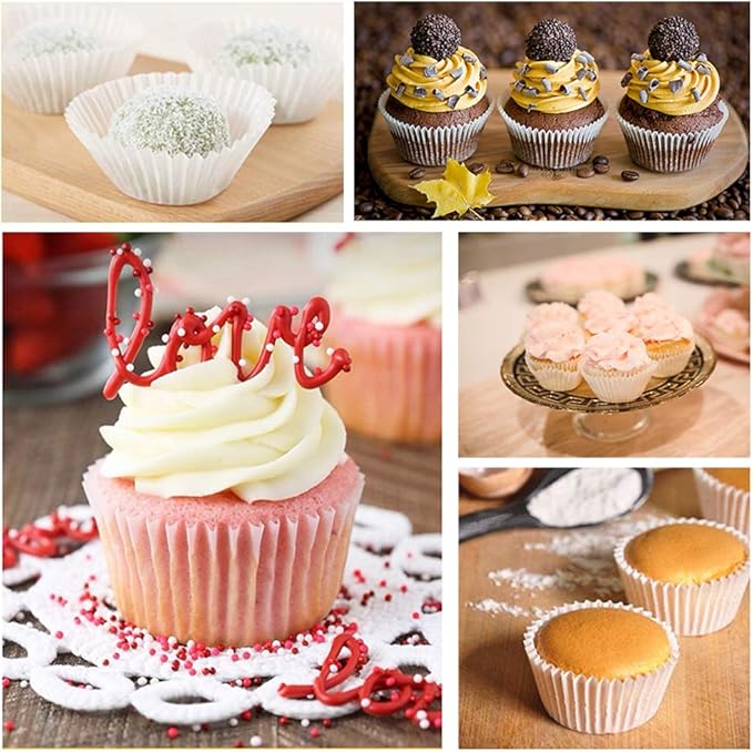 Cupcake Liners White,GOLF Standard Size White Cupcake Liners Wrappers Baking Cups ,Greaseproof Paper Muffin Liners for Desserts & Candies