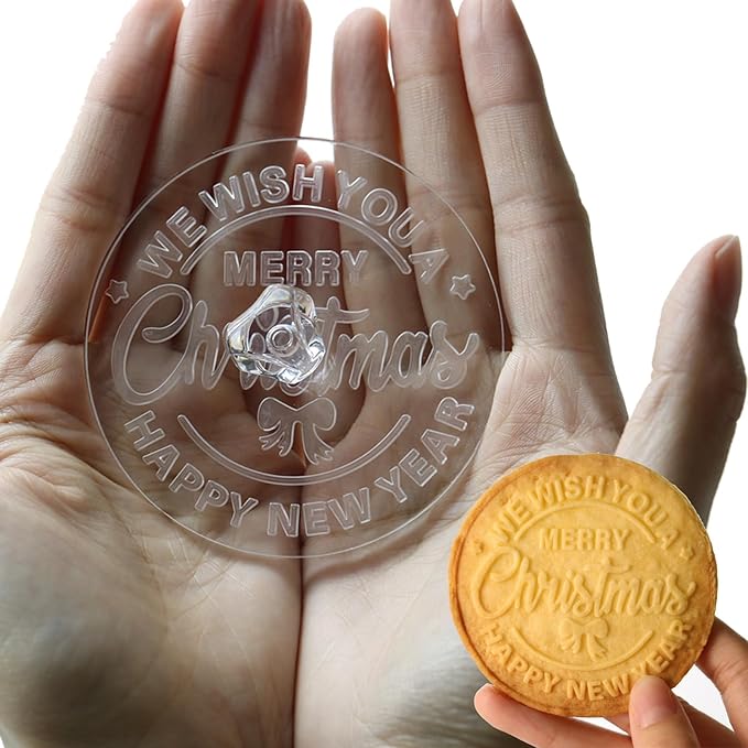 2025 Personalized Cookie Stamps & Stamps Custom Family Name Christmas Cookie Stamps All-in-One Holiday Baking Cookie Decorating Kit (A)