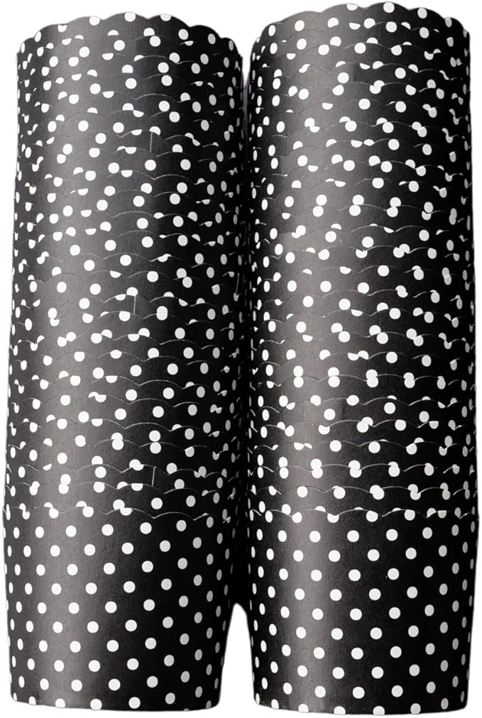 Paper Baking Cups (Polka Dots), Greaseproof Disposable Cupcake Liners (Black, Large Cups (50-Pack))
