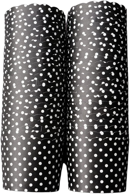Paper Baking Cups (Polka Dots), Greaseproof Disposable Cupcake Liners (Black, Large Cups (50-Pack))