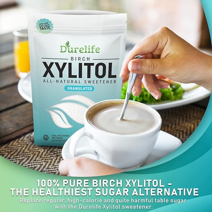 DureLife XYLITOL Sugar Substitute 4 OZ Made From 100% Pure Birch Xylitol NON GMO - Gluten Free - Kosher,Natural sugar alternative, (4OZ SAMPLE SIZE)