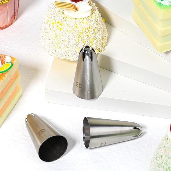 3pcs 2D Cake Piping Tips, Cake Decorating Supplies Piping Tips, Piping Nozzles Decorating Tips, Baking Tools for Buttercream, Icing, Birthday Cake, Cupcake, DIY Art