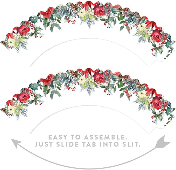 Andaz Press Party Cupcake Wrapper Decorations, Christmas Holiday Flowers and Leaves, 24-Pack, For Girls 1st Birthday Baby Bridal Shower Tea Party Themed Decorations
