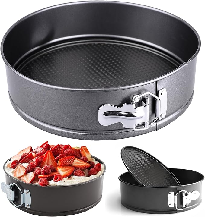 7 Inch Premium Non-stick Springform Pan, Leakproof Round Cheesecake Pan with Removable Bottom, Spring Form for Baking (Black)