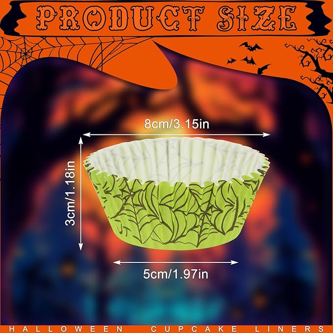 600 Pack Halloween Cupcake Liners Cupcake Wrappers Disposable Baking Cups Muffin Liners for Halloween Party Candy Cake Decorations Supplies (12 Styles)