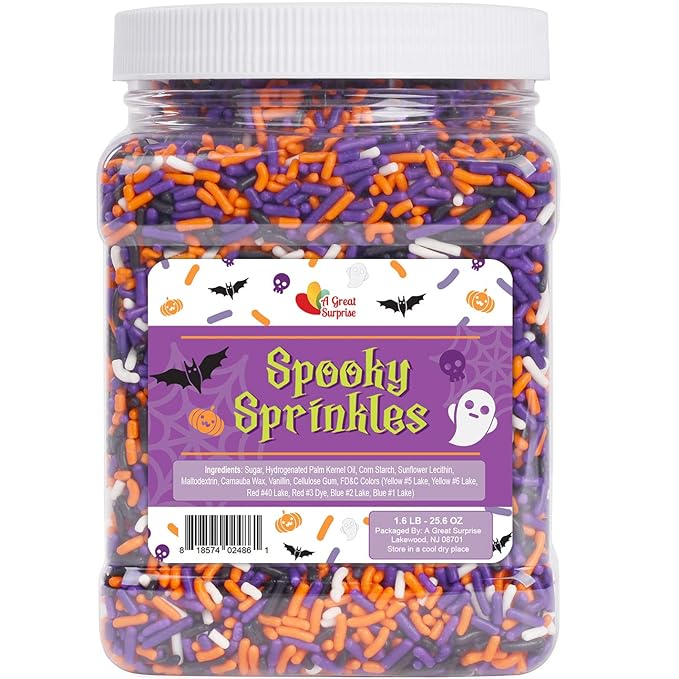 Halloween Sprinkles - Bulk Sprinkles - 1.6 LB - Orange, Black, Purple and White Jimmies
