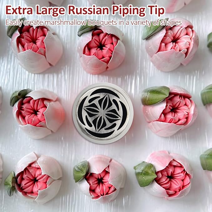 Extra Large Russian Piping Tips for Marshmallows Stainless Steel Flower Frosting Nozzles many styles Cake Decorating Baking tool for Buttercream, Cupcakes Cookies(SL66)