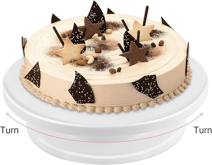KEILEOHO 2 Pack 11 Inch Premium Cake Turntables, Smoothly Turns for Cake Decorating, Lightweight & Durable Stand for Decoration, Sculpting, Model Building, Painting