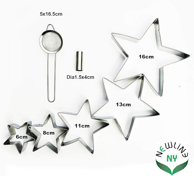 NewlineNY Star Shaped Cookie Molds: 16 Pcs Set to Create Christmas Tree-Like Display with Recipe