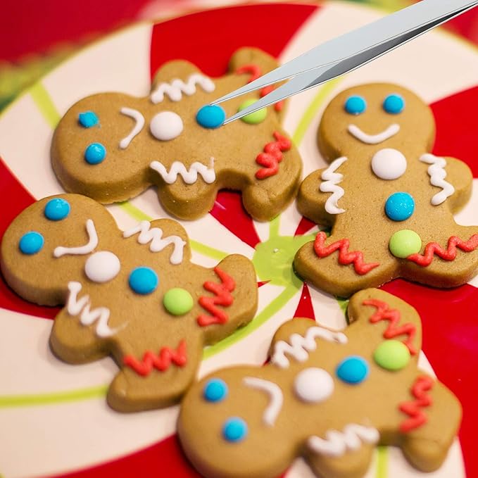 Patelai 14 Pcs Cookie Decorating Tool Set Christmas Fondant Cake Decorating Brushes Scribe Cookie Tool Sugar Stir Needle Baking Elbow and Straight Tweezers for Christmas Sprinkles Supplies for Fondant