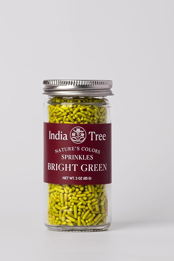 Bright Green Sprinkles – Vegan, Non‑GMO, Dye‑Free, Allergen‑Free, 3 oz Jar – India Tree Nature’s Colors