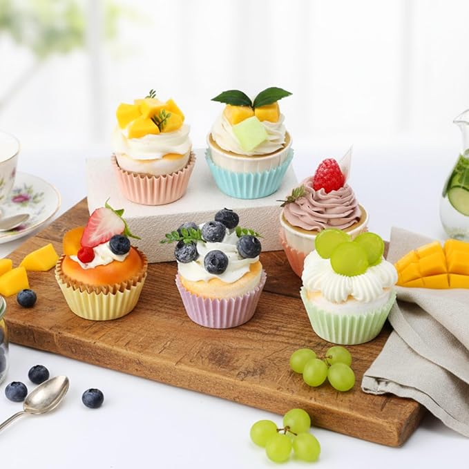 LemonRoad 300pcs Coated Paper Cupcake Liners for Baking Colorful Greaseproof Baking Cup for Muffin Dessert Candy Biscuit Cookies Brownie Wedding Birthday Party Baby Shower(Colorful,Round)