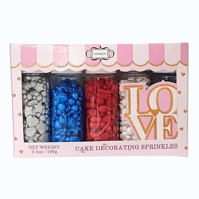 Confect EdibleJuly 4th Sprinkles | Patriotic Mix Red, White & Blue Sprinkles For Celebrations | Sprinkle For Cake & Cupcake Decorations | Vegan, Gluten-Free, Soy-Free, Dairy-Free, Palm Oil-Free- 5 Oz