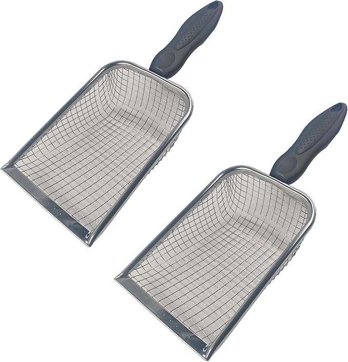 2Pcs Soil Sifter for Gardening, Stainless Steel Garden Sieve with Handle - 3mm&5mm Mesh Dirt Sifter for Compost Sand Rocks, Heavy-Duty Gardening Tool for Potting Landscaping and Planting
